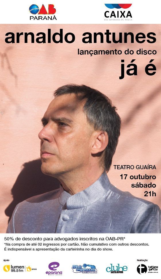 Show acontece no dia 17 de outubro, às 21 horas, no Teatro Guaíra Show acontece no dia 17 de outubro, às 21 horas, no Teatro Guaíra