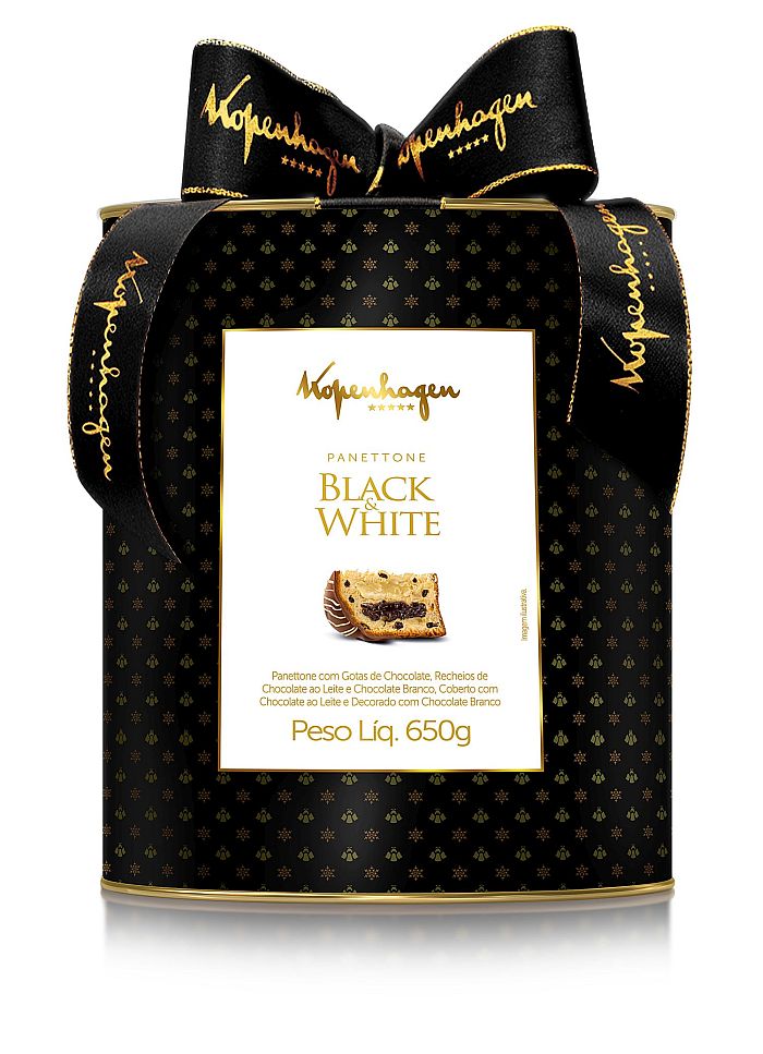 LAN&Ccedil;AMENTO &ndash; Panettone Black & White &ndash; 650 G &ndash; Pre&ccedil;o sugerido: R$ 74,90 (Divulga&ccedil;&atilde;o)