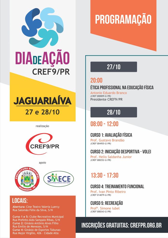 Programa&ccedil;&atilde;o do Dia de A&ccedil;&atilde;o CREF9/PR - Cartaz: Divulga&ccedil;&atilde;o