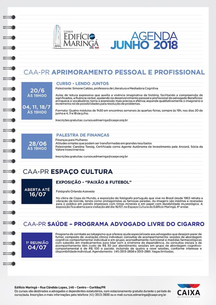 Mais informações podem ser obtidas pelo e-mail cursos.edmaringa@caapr.org.br - Foto: Divulgação