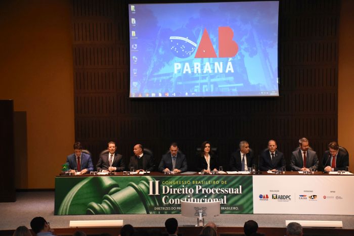 Solenidade de abertura do II Congresso Brasileiro de Direito Processual Constitucional, realizado na sede da OAB Paraná, em Curitiba - Foto: Divulgação Solenidade de abertura do II Congresso Brasileiro de Direito Processual Constitucional, realizado na sede da OAB Paraná, em Curitiba - Foto: Divulgação
