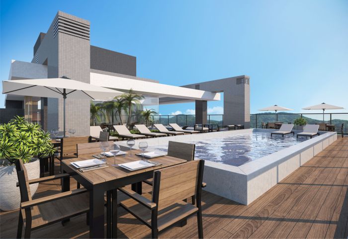 Rooftop com piscina e área gourmet - Foto: Divulgação Rooftop com piscina e área gourmet - Foto: Divulgação