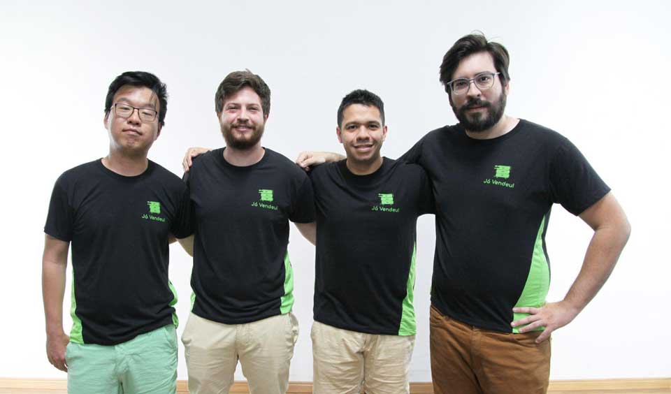 Fundadores da Já Vendeu: Diogo Suguimoto, Vinicius Romani, Daniel Paredes e Lucas Navarro (Divulgação Assessoria)rls